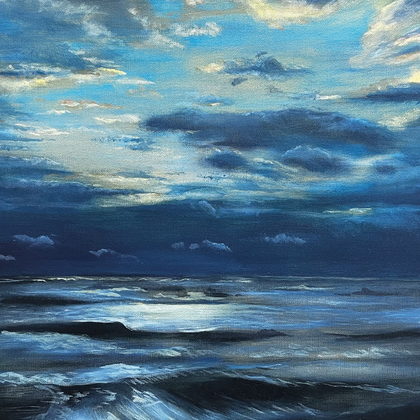 Wenskaarten - Kunstkaart olieverfschilderij Noordzee Julianadorp