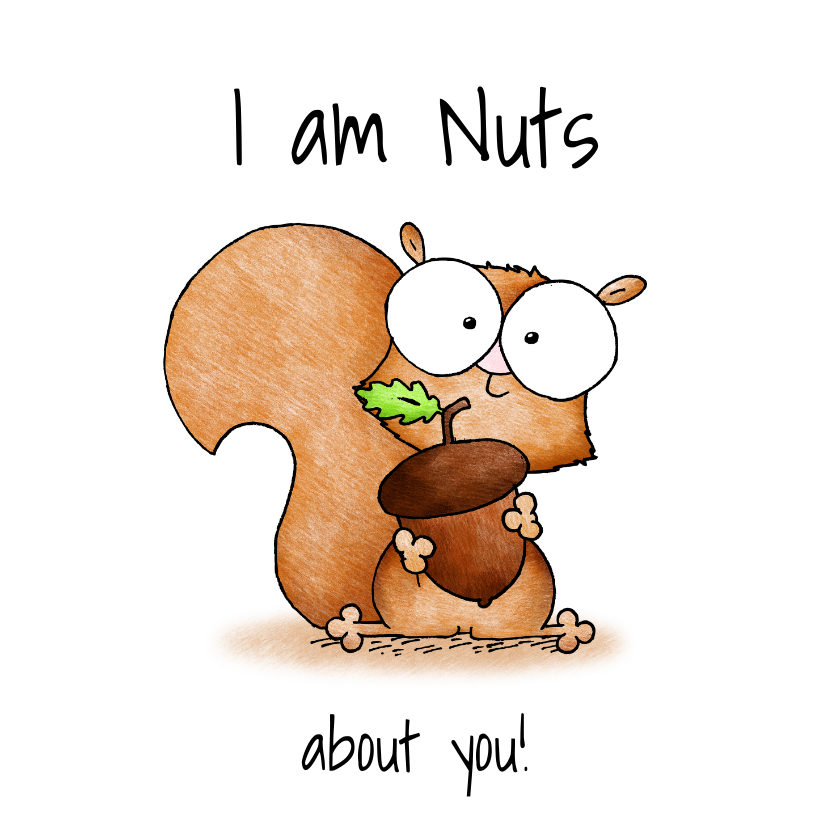 Wenskaarten - Liefde kaart klein eekhoorntje - I am nuts about you