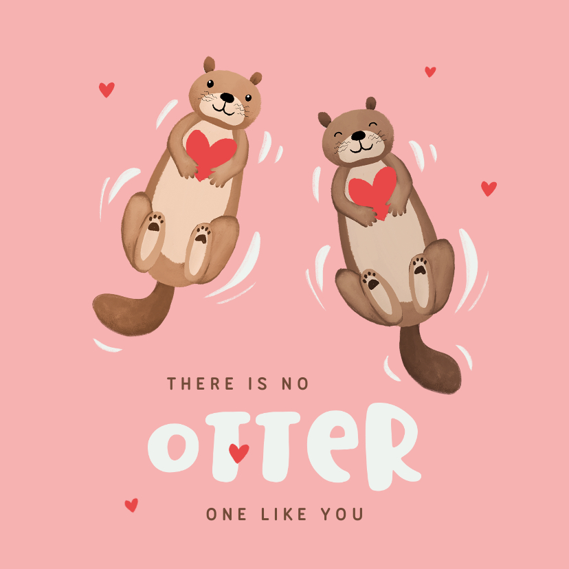 Wenskaarten - Liefdekaart otters hartjes liefde vriendschap