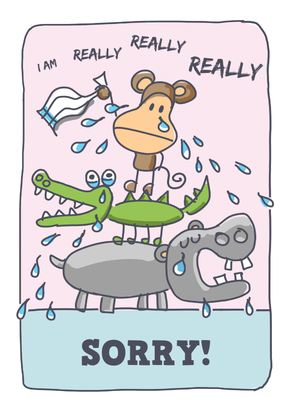 Wenskaarten - Sorrykaart met huilende dieren