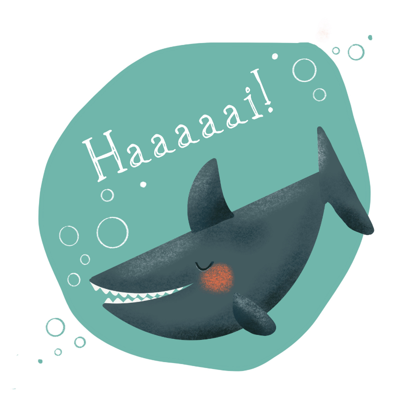 Wenskaarten - Vrolijke kaart met haai om zomaar te versturen