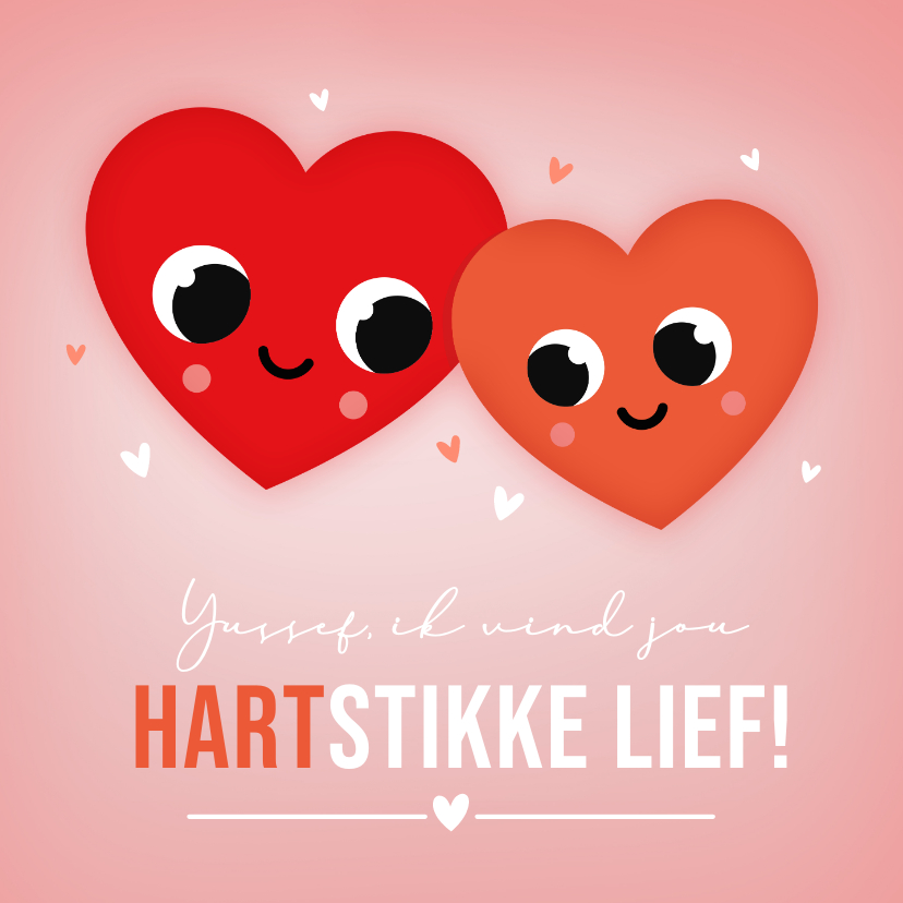Wenskaarten - Vrolijke liefdeskaart met twee hartjes met oogjes