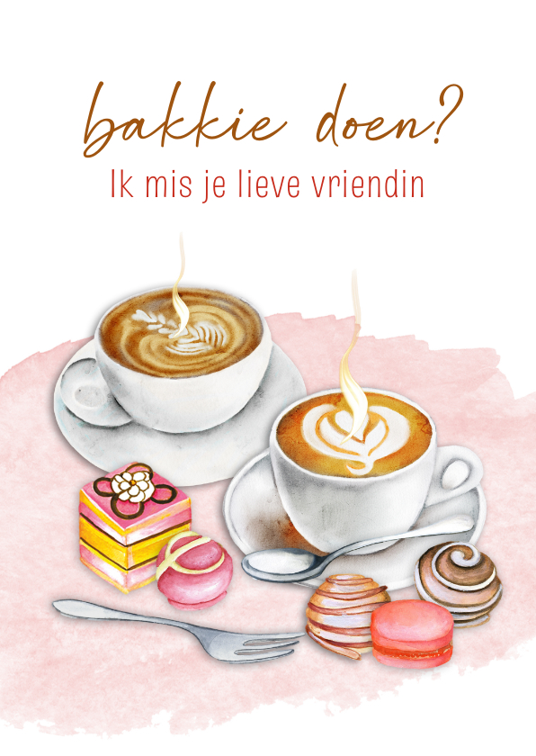 Wenskaarten - Wenskaart koffie met taartjes