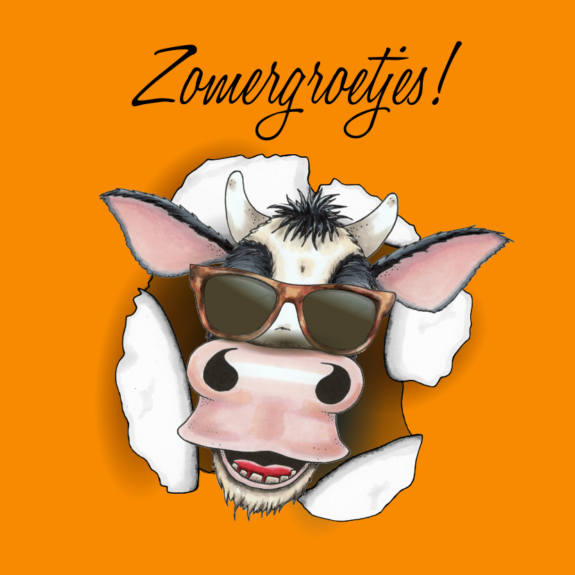 Wenskaarten - Wenskaart zomer groetjes koe