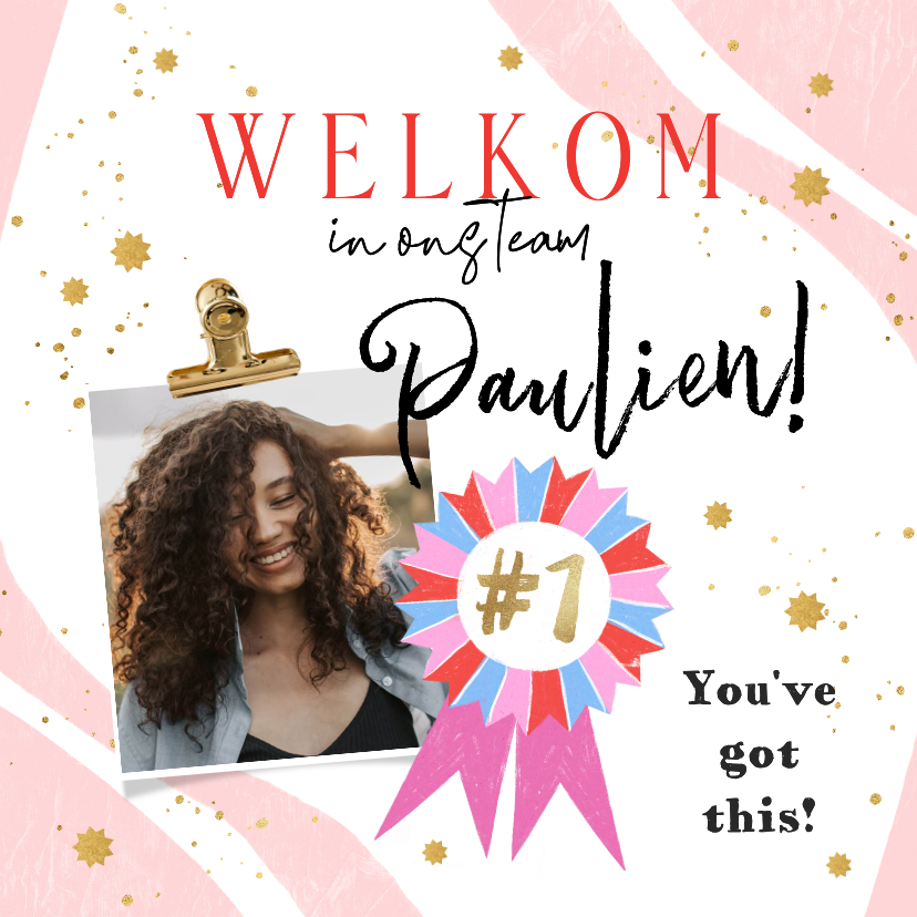 Zakelijke kaarten - Trendy kaart welkom in ons team vaandel sterren goud