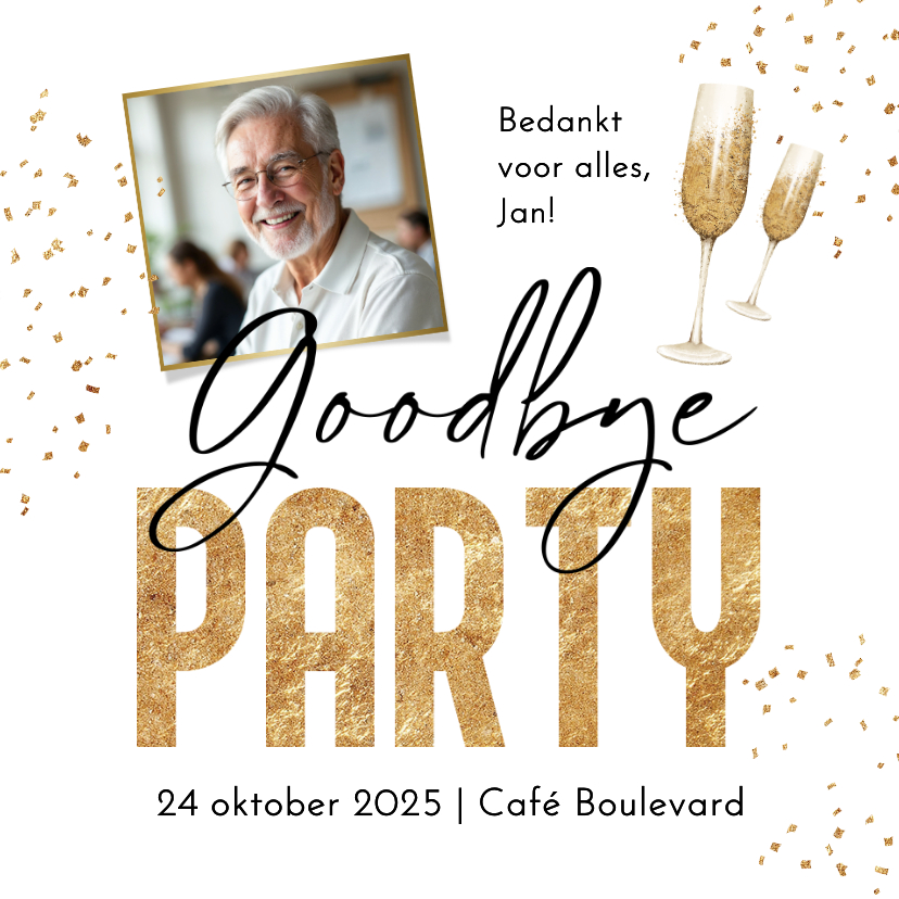 Zakelijke kaarten - Zakelijk afscheidsfeestje collega pensioen confetti foto