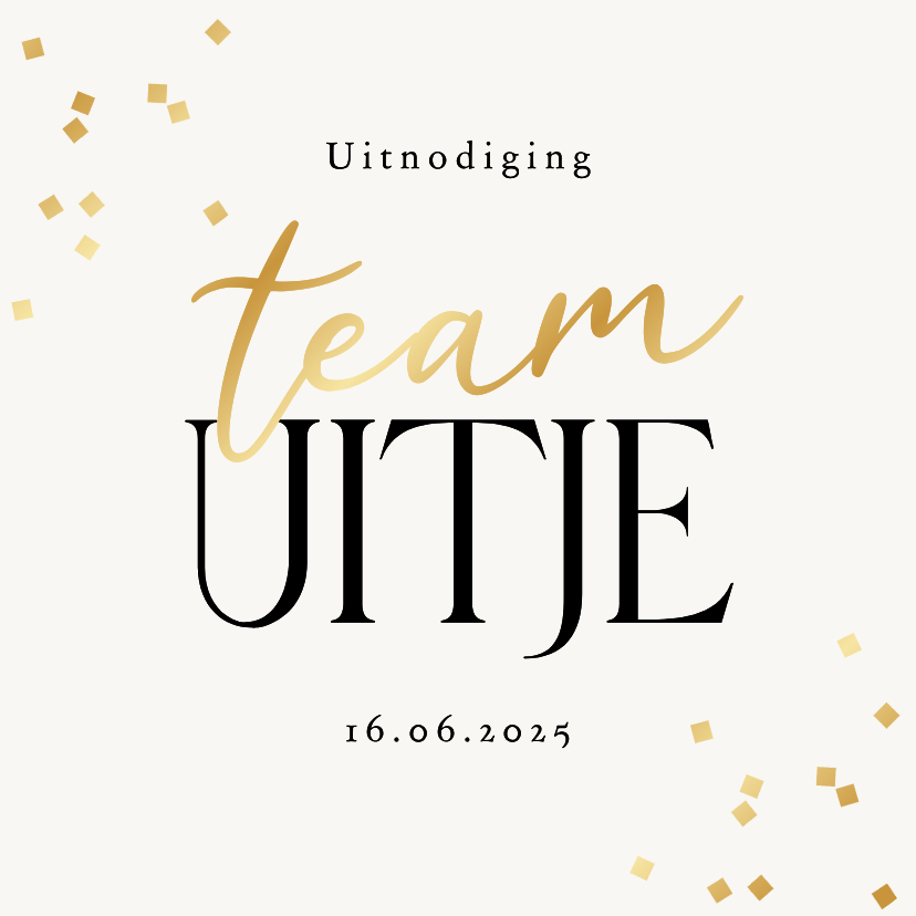 Zakelijke kaarten - Zakelijke uitnodiging teamuitje confetti bedrijfsfeest goud