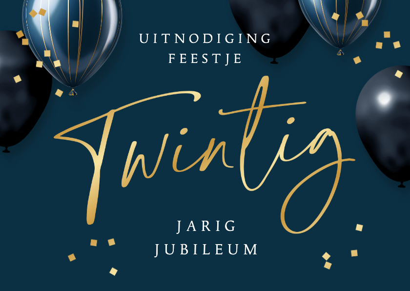 Zakelijke kaarten - Zakelijke uitnodiging twintig jarig jubileum ballonnen