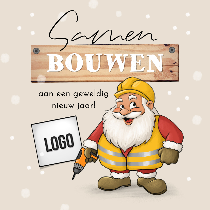 Zakelijke kerstkaarten - Grappige zakelijke kerstkaart bouw klusbedrijf kerstman