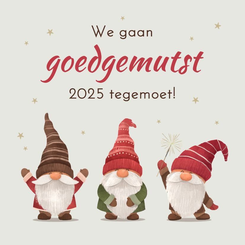 Zakelijke kerstkaarten - Grappige zakelijke kerstkaart kabouters goedgemutst 2025