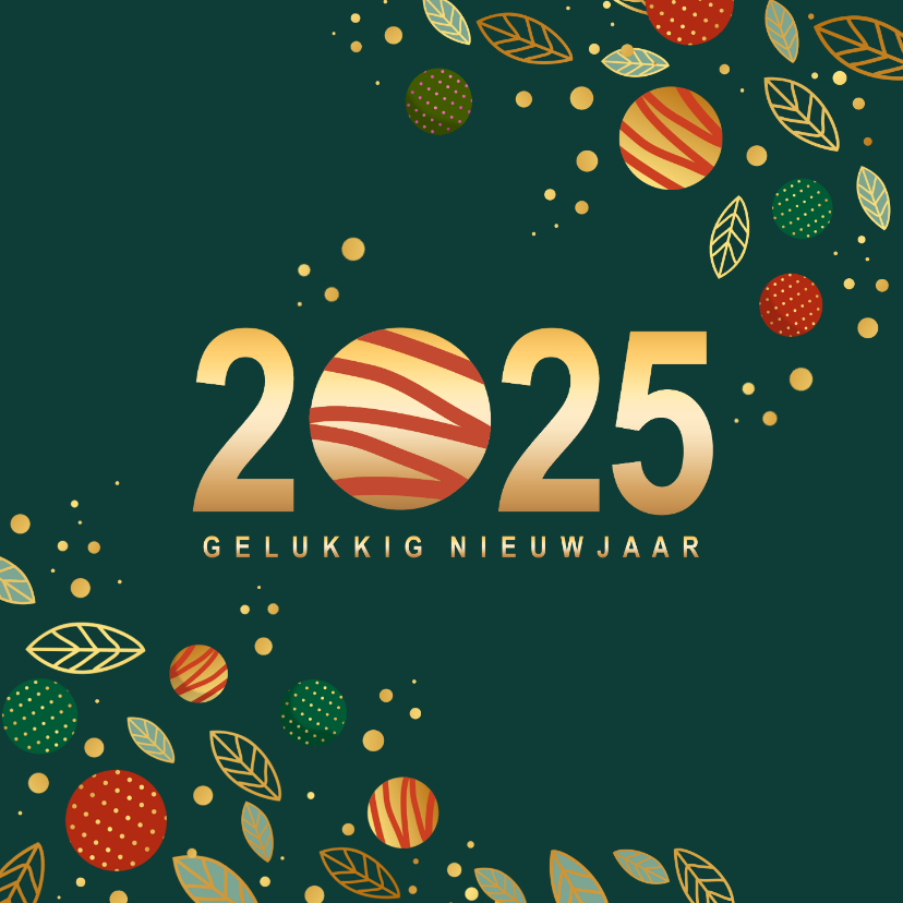 Zakelijke kerstkaarten - Kerstkaart kerstballen en goudlook glitters