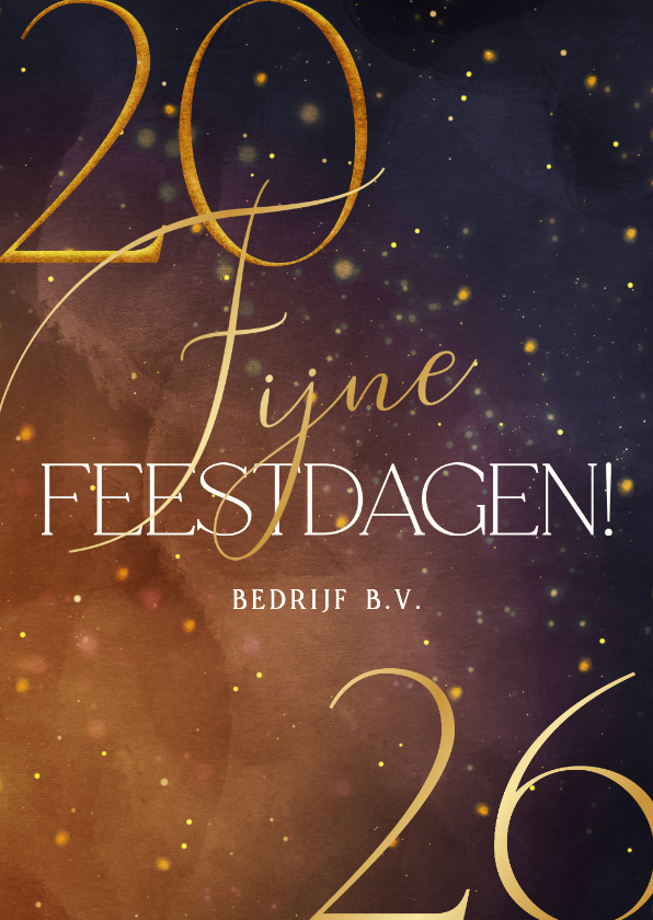 Zakelijke kerstkaarten - Sprankelende kerstkaart 2026 met goudaccenten
