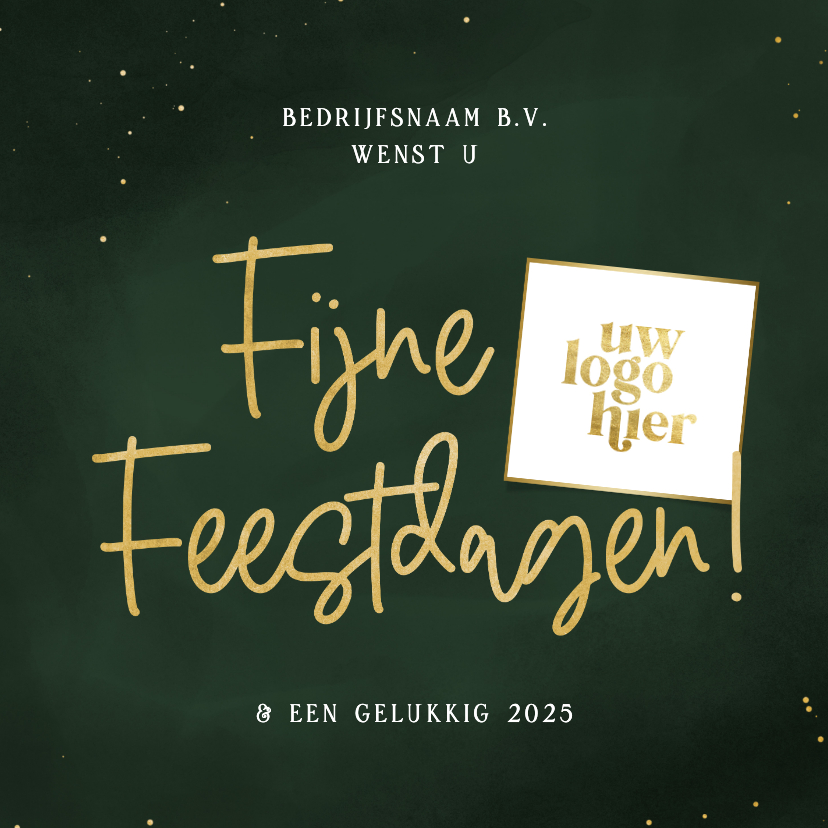 Zakelijke kerstkaarten - Stijlvol zakelijk kerstkaartje fijne feestdagen logo groen