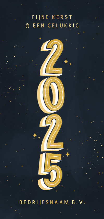 Zakelijke kerstkaarten - Stijlvolle zakelijke kerstkaart typografie 2025 en goud