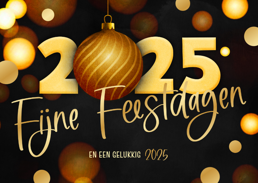 Zakelijke kerstkaarten - Trendy kerstkaart zakelijk 2025 kerstbal goud foliedruk