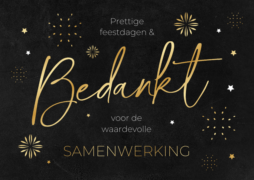 Zakelijke kerstkaarten - Zakelijke bedankt kerstkaart samenwerking vuurwerk sterren