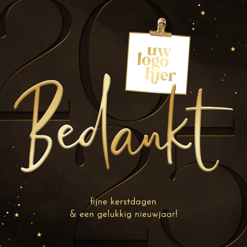 Zakelijke kerstkaarten - Zakelijke kerstkaart bruin met 2025 bedankt logo