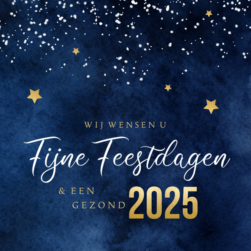 Zakelijke kerstkaarten - Zakelijke kerstkaart chic blauw sterren goud