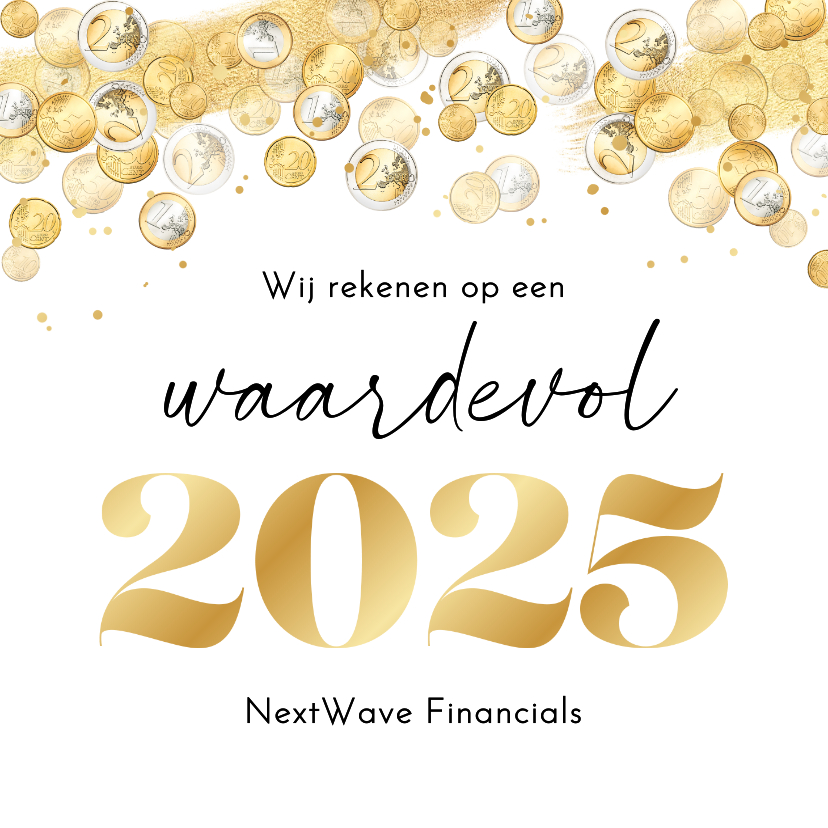 Zakelijke kerstkaarten - Zakelijke kerstkaart financieel geld goud bedankt 2025