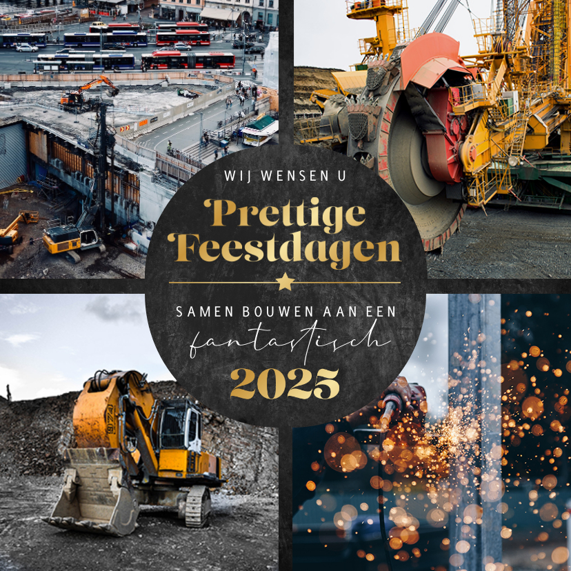 Zakelijke kerstkaarten - Zakelijke kerstkaart fotocollage fijne feestdagen bouw 2025