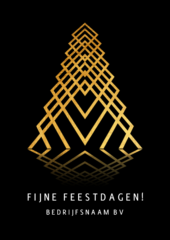 Zakelijke kerstkaarten - Zakelijke kerstkaart gouden kerstboom geometrisch