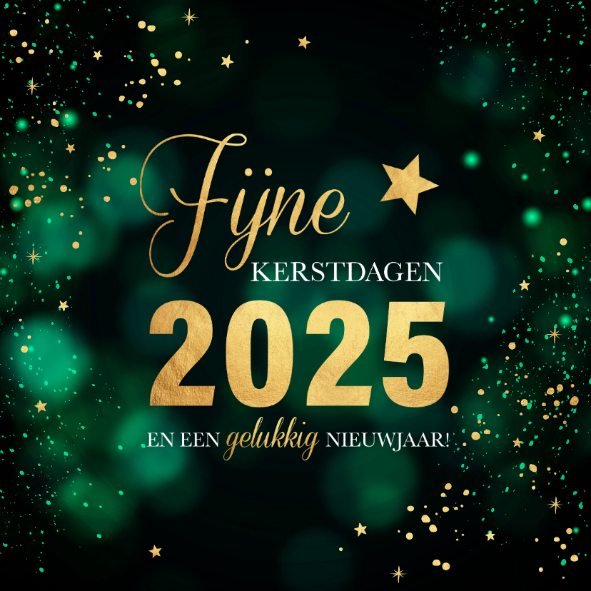 Zakelijke kerstkaarten - Zakelijke kerstkaart groen 2025 spetters goudlook