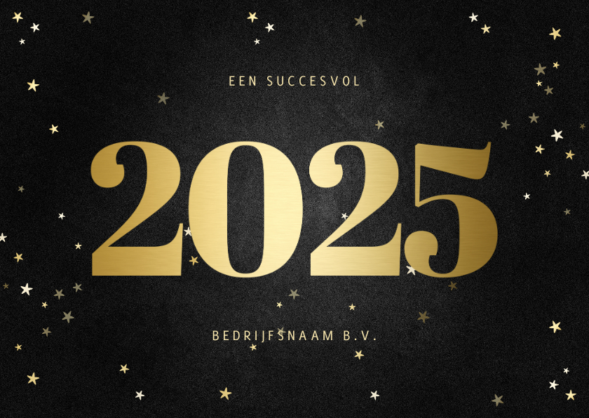 Zakelijke kerstkaarten - Zakelijke kerstkaart met gouden 2025 en sterren