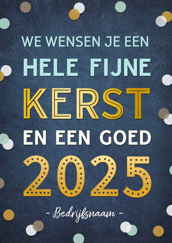 Zakelijke kerstkaart met tekst 2025 en vrolijke Kaartje2go