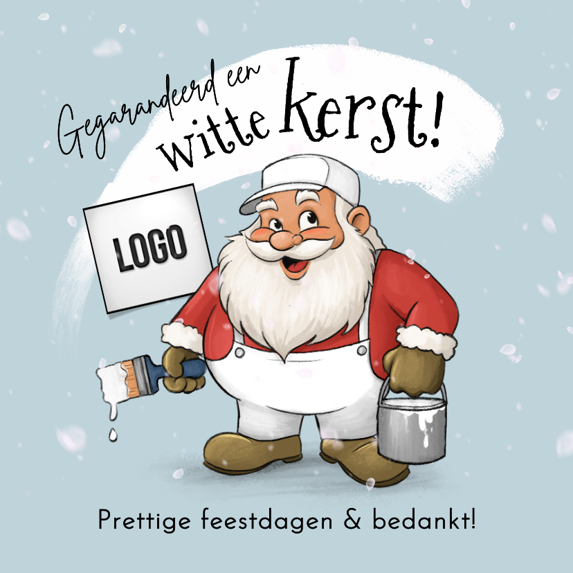 Zakelijke kerstkaarten - Zakelijke kerstkaart schilder grappig kerstman witte kerst