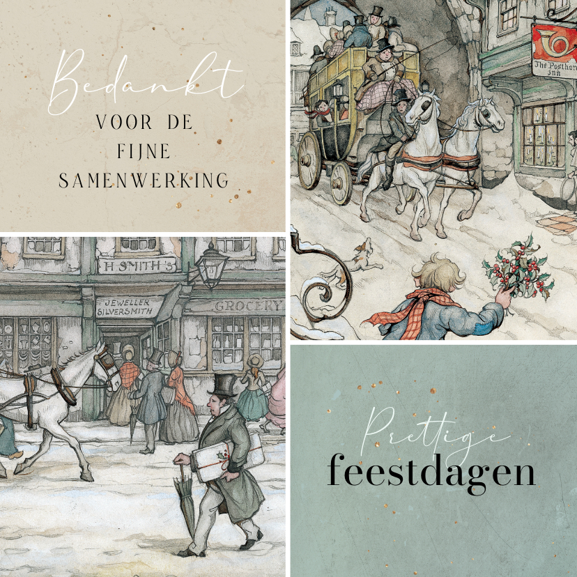 Zakelijke kerstkaarten - Zakelijke kerstkaart twee illustraties Anton Pieck