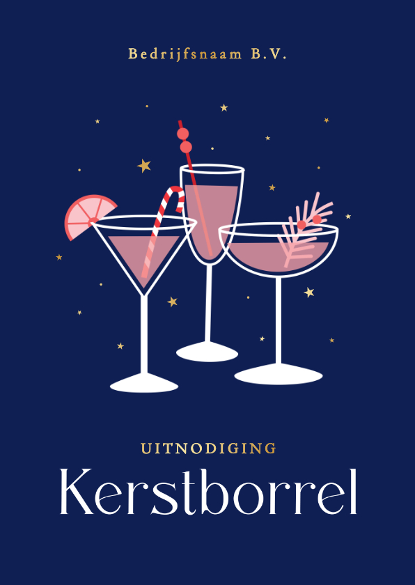 Zakelijke kerstkaarten - Zakelijke uitnodiging kerstborrel met kerst cocktails 